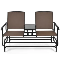 Tangkula Patio Loveseat Rocking 2 Person Outdoor Double Glider Chair With Center Table -Tangkula GUEST b164eac0 a385 420a a539 f94bf6cb41bb