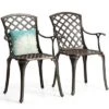 Tangkula 2 PCS Cast Aluminum Dining Chair Arm Seat Outdoor Patio Bistro Chair Solid -Tangkula GUEST b1db7921 9741 4bab be5d 9ea79d5c93c4