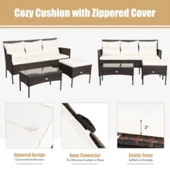 Tangkula 3 PCS Patio Furniture Set Outdoor All Weather Wicker Conversation Set W/Cushioned Ottoman & Side Table -Tangkula GUEST b213d59e c8da 4b8e bb04 85c624d9a4b3