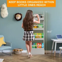 Tangkula 4-Tier Kids Bookshelf Toy Storage Bookcase Rack Wall W/ Anti-toppling Kits -Tangkula GUEST b22b5b17 78ba 4fb4 b5fb 58a26d3ce16d