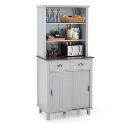 Tangkula Freestanding Buffet Hutch Kitchen Pantry Storage Cabinet W/ Sliding Doors -Tangkula GUEST b24506d8 9ccd 4a12 91df 471cd76f51c6