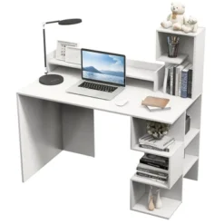 Tangkula 48" Modern Computer Desk Home Office Workstation W/ Hutch & Storage Shelves -Tangkula GUEST b2c3f0f1 f69d 4f00 96fa 2883c87ed2f7