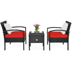 Tangkula 3-Piece Patio Wicker Storage Table & Chair Set Outdoor Conversation Set Red -Tangkula GUEST b2f5ff27 a31e 4317 88dd 3959419c2db9