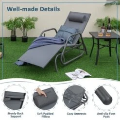 Tangkula Patio Chaise Lounge Glider Recliner Chair Adjustable Sturdy Metal Frame Outdoor -Tangkula GUEST b34a39cd 2fd1 4964 a53b 32668ecc9c6e