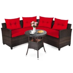 Tangkula 4PCS Outdoor Patio Conversation Set Wicker Rattan Sectional Sofa W/Cushions 24 Tangkula 4PCS Outdoor Patio Conversation Set Wicker Rattan Sectional Sofa W/Cushions -Tangkula GUEST b3664f05 0886 4dba b645 a68bbe623364