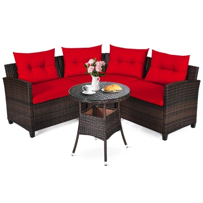 Tangkula 4PCS Outdoor Patio Conversation Set Wicker Rattan Sectional Sofa W/Cushions 13 Tangkula 4PCS Outdoor Patio Conversation Set Wicker Rattan Sectional Sofa W/Cushions - Image 11