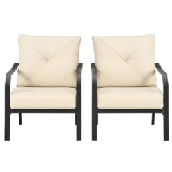 Tangkula Set Of 2 Patio Dining Chairs Outdoor Armchairs W/Padded Cushions For Backyard Garden Balcony -Tangkula GUEST b547dbc9 4725 493d a348 958e27e98d35