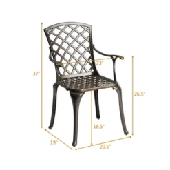 Tangkula 2 PCS Cast Aluminum Dining Chair Arm Seat Outdoor Patio Bistro Chair Solid -Tangkula GUEST b56da571 8c14 4e67 be83 6bfd726b0db8
