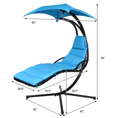 Tangkula Patio Hammock Chair Floating Hanging Chaise Lounge Chair W/ Canopy 5 Tangkula Patio Hammock Chair Floating Hanging Chaise Lounge Chair W/ Canopy - Image 3