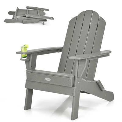 Tangkula Folding Adirondack Chair Outdoor Adirondack Chair Weather Resistant Lounger For Backyard Porch Poolside Turquoise/Grey/White/Black 11 Tangkula Folding Adirondack Chair Outdoor Adirondack Chair Weather Resistant Lounger For Backyard Porch Poolside Turquoise/Grey/White/Black - Image 9