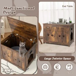 Tangkula Wooden Cat Litter Box Enclosure Flip-Top Hidden Washroom Bench W/ Side Entrance -Tangkula GUEST b670e1ba 49d6 4510 973b 35d2460c6cfa