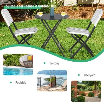 Tangkula 3PCS Patio Rattan Furniture Set Outdoor Chairs & Coffee Table Wicker Bistro Table Set For Balcony Lawn Garden 6 Tangkula 3PCS Patio Rattan Furniture Set Outdoor Chairs & Coffee Table Wicker Bistro Table Set For Balcony Lawn Garden - Image 4