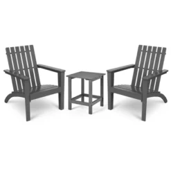Tangkula 3PCS Patio Adirondack Chair Side Table Set Solid Wood Garden Deck Bistro Set Classic Furniture -Tangkula GUEST b77c62e5 f02b 4821 9998 bb9567a729e3