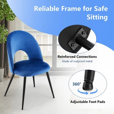 Tangkula Dining Chair Set Of 4 Velvet Upholstered Side Chair W/ Metal Base For Living Room 7 Tangkula Dining Chair Set Of 4 Velvet Upholstered Side Chair W/ Metal Base For Living Room - Image 5