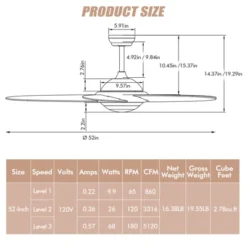 Tangkula 52" Ceiling Fan With Light And Remote Control Indoor Modern Ceiling Fan With Quiet Reversible ETL Motor Black/Silver/White 17 Tangkula 52" Ceiling Fan With Light And Remote Control Indoor Modern Ceiling Fan With Quiet Reversible ETL Motor Black/Silver/White -Tangkula GUEST b8d48092 088a 496a a14e 548c962b010c