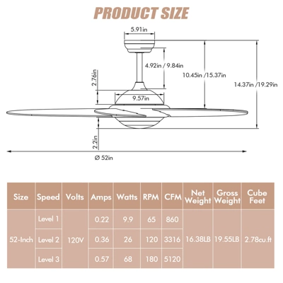 Tangkula 52" Ceiling Fan With Light And Remote Control Indoor Modern Ceiling Fan With Quiet Reversible ETL Motor Black/Silver/White 6 Tangkula 52" Ceiling Fan With Light And Remote Control Indoor Modern Ceiling Fan With Quiet Reversible ETL Motor Black/Silver/White - Image 4