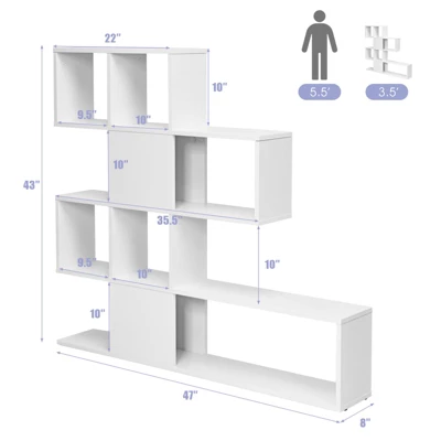 Tangkula 5-Shelf Modern Ladder Corner Bookshelf Display Storage Rack For Home&Office 10 Tangkula 5-Shelf Modern Ladder Corner Bookshelf Display Storage Rack For Home&Office - Image 8