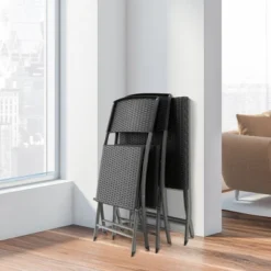 Tangkula 3PCS Patio Bistro Set Folding Wicker Chairs & Table Outdoor Patio Furniture Set -Tangkula GUEST bb64e775 4d61 43a6 be9c 4ec173c42fdc