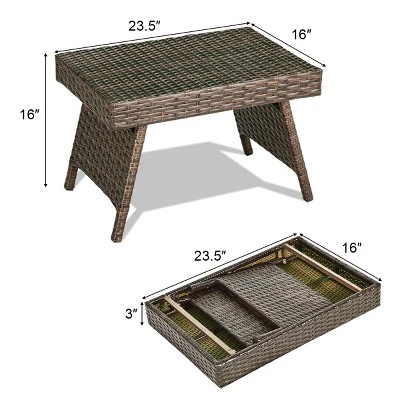 Tangkula Outdoor Wicker Table Patio Rattan Coffee Table Side Table Steel Frame 6 Tangkula Outdoor Wicker Table Patio Rattan Coffee Table Side Table Steel Frame - Image 4
