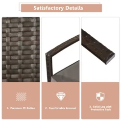 Tangkula 4 PCS Rattan Wicker Furniture Set Loveseat Sofa Cushioned Patio Outdoor Brown -Tangkula GUEST bc6bbf1b 46ee 4b89 9a39 772e72214aaa