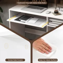 Tangkula Computer Desk W/ Charging Station 43.5” Gaming Table Workstation W/ Keyboard Tray CPU Stand & Storage Shelves White/Black -Tangkula GUEST bcb2606f 6943 42e5 8934 9f9e3a19bbda