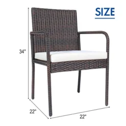 Tangkula 4-Piece Outdoor Rattan Wicker Dining Chairs With Armrests & Soft Cushions -Tangkula GUEST bd0b0929 2763 426e 9152 f35c5d69d9ba