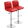 Tangkula Modern Square PU Leather Adjustable Swivel Barstools,Set Of 2 -Tangkula GUEST bd6f07f9 9b7b 437e a696 fde7aa63d621