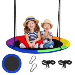 Tangkula 40" Flying Saucer Tree Swing Indoor/Outdoor Round Mat Tree Swing Blue/Green/Camo Green -Tangkula GUEST bddac1d9 4e38 41af beb9 c6fee4fd8f1e