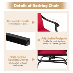 Tangkula 3PCS Outdoor Rocking Chair Set Patio Conversation Bistro Set W/ Red Cushions -Tangkula GUEST be6b386e 8c15 47a3 bd4e 6778effef94b