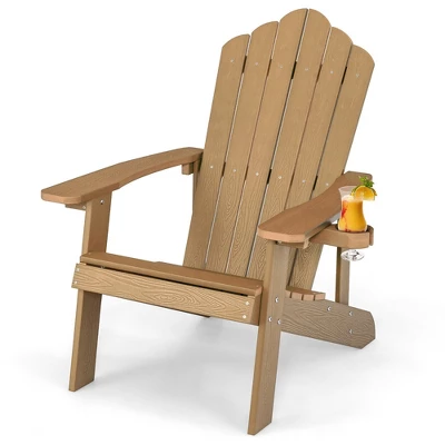 Tangkula Patio HIPS Outdoor Weather Resistant Slatted Chair Adirondack Chair W/ Cup Holder 11 Tangkula Patio HIPS Outdoor Weather Resistant Slatted Chair Adirondack Chair W/ Cup Holder - Image 9