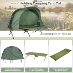 Tangkula 1-Person Folding Camping Tent Cot Portable Outdoor Tent For Backpacking & Hiking Green/Gray -Tangkula GUEST bf42bbde 49fb 4589 8551 1bfdd62e67c0