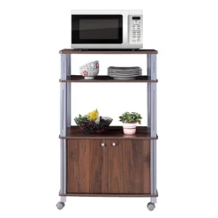 Tangkula 3-tier Display Shelf Microwave Stand Cabinet W/ Rolling Wheel -Tangkula GUEST bf49d58e 6f0e 4bca a969 2e4d043e1f77