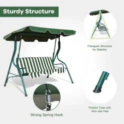 Tangkula 3-Seats Outdoor Glider Hammock With Adjustable Waterproof Canopy Aluminum Frame Patio Swing Chair -Tangkula GUEST bf611490 77a9 403b bef6 86735090d54d