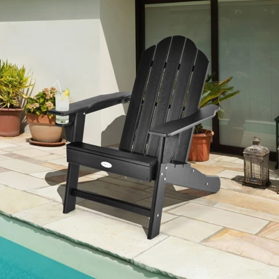 Tangkula Adirondack Chair Outdoor With Cup Holde Weather Resistant Lounger Chair For Backyard Garden Patio And Deck Black/Grey/Turquoise/White 6 Tangkula Adirondack Chair Outdoor With Cup Holde Weather Resistant Lounger Chair For Backyard Garden Patio And Deck Black/Grey/Turquoise/White - Image 4