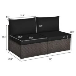 Tangkula 2PCS Patio Sectional Armless Sofas Outdoor Rattan Furniture Set W/ Cushions Black 14 Tangkula 2PCS Patio Sectional Armless Sofas Outdoor Rattan Furniture Set W/ Cushions Black -Tangkula GUEST bf858692 8dd9 4ffc a593 acddb3fea716