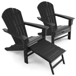 Tangkula 2PCS HDPE Adirondack Chair W/Ergonomic Design&Ottoman Outdoor Lounge Armchair Chair For Yard&Patio Black/Coffee/Grey/Turquoise/White -Tangkula GUEST c0b03c23 0b37 42f4 bfa4 4ecef6adabd2