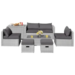Tangkula 8 Pieces All-Weather PE Rattan Patio Furniture Set Outdoor Space-Saving Sectional Sofa Set With Storage Box -Tangkula GUEST c1a1a8ec 1ad6 4c4e acf7 39b5a8c3ce2b