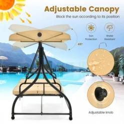 Tangkula 3-Seat Outdoor Converting Patio Swing Glider Adjustable Canopy Porch Swing 17 Tangkula 3-Seat Outdoor Converting Patio Swing Glider Adjustable Canopy Porch Swing -Tangkula GUEST c2655d61 bf0a 4cc0 94cd 4b8148d401b9