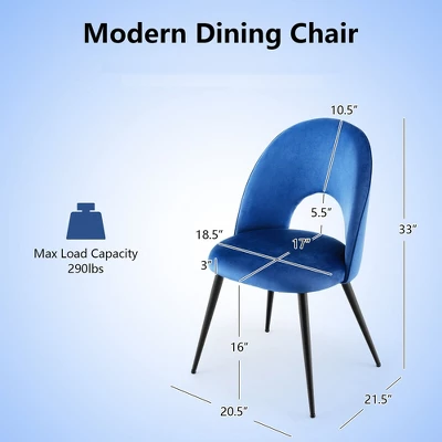 Tangkula Dining Chair Set Of 4 Velvet Upholstered Side Chair W/ Metal Base For Living Room 10 Tangkula Dining Chair Set Of 4 Velvet Upholstered Side Chair W/ Metal Base For Living Room - Image 8