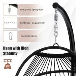 Tangkula Swing Egg Chair Hanging Basket Chair W/Stand Waterproof Cover & Cushion -Tangkula GUEST c2cdb2b6 8342 4155 bdc0 05ce8b624311