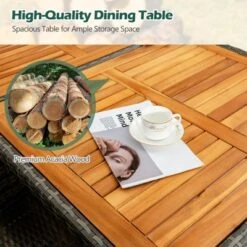 Tangkula 7PCS Patio Rattan Furniture Set Outdoor Conversation Set W/Cushions Acacia Wood Table -Tangkula GUEST c38c5c96 b69a 45b9 882c 1c9f6205f451