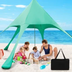 Tangkula 20 X 20 FT Beach Tent Beach Canopy W/ UPF50+ Sun Protection Carrying Bag & Sand Shovel Aluminum Pole & 6 Ground Stakes Blue/Green 20 Tangkula 20 X 20 FT Beach Tent Beach Canopy W/ UPF50+ Sun Protection Carrying Bag & Sand Shovel Aluminum Pole & 6 Ground Stakes Blue/Green -Tangkula GUEST c4798043 f65d 4e47 b827 fd1abc08a9dc