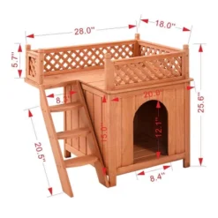 Tangkula Wooden Puppy Dog House Wood Pet Room W/ Raised Roof For Balcony -Tangkula GUEST c497d897 4b5f 4722 8044 89bd1c75ebbf