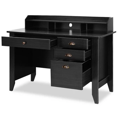 Tangkula Wooden Computer Writing Desk Office Study Table With Drawers Black/Walnut 6 Tangkula Wooden Computer Writing Desk Office Study Table With Drawers Black/Walnut - Image 4