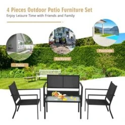 Tangkula 4 PCS Patio Furniture Set Outdoor Conversation Set W/Glass Coffee Table Garden Bistro Set Gray 14 Tangkula 4 PCS Patio Furniture Set Outdoor Conversation Set W/Glass Coffee Table Garden Bistro Set Gray -Tangkula GUEST c529af9c 62cf 4397 892b 9b06d95d902c