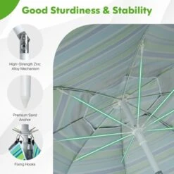 Tangkula 6.5 FT Patio Portable Beach Adjustable Umbrella W/ Folding Table & Sandbag Green -Tangkula GUEST c53369ea 3a31 49ee 9bcf 6de0f2622083