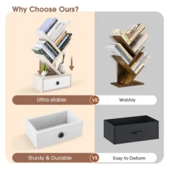 Tangkula 5-Tier Tree Bookshelf W/ Wooden Drawer Display Storage Organizer Rack -Tangkula GUEST c54ad4b6 518b 4339 9c25 c7410b7eff2d