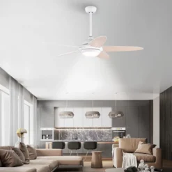 Tangkula 52" Ceiling Fan With Light And Remote Control Indoor Modern Ceiling Fan With Quiet Reversible ETL Motor Black/Silver/White