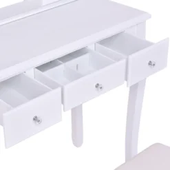 Tangkula Oval Vanity Mirror Dressing Table Beauty Dresser Cosmetics Organizer W/ Cushioned Bench -Tangkula GUEST c61d513b 2162 4113 8d0d 8a47c4811ee4