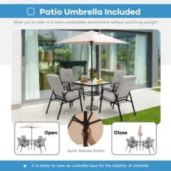 Tangkula 5ft Patio Square Market Table Umbrella Shelter 4 Sturdy Ribs -Tangkula GUEST c6525d29 7622 4551 a6e2 8f3bf9dcf153